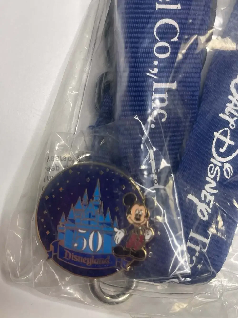 Walt Disney Travel Co. Blue Lanyard with Disneyland 50th Anniversary Mickey Mous
